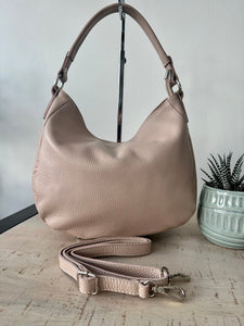 lusciousscarves Nude Pink Italian Leather Shoulder Bag.