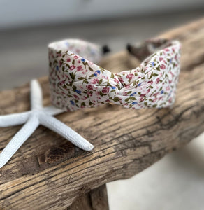 lusciousscarves Off White Ladies Soft Knotted Dainty Floral Hairband