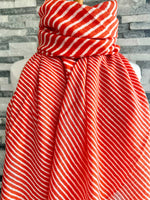 Load image into Gallery viewer, lusciousscarves Orange and White Cross Stripes Scarf
