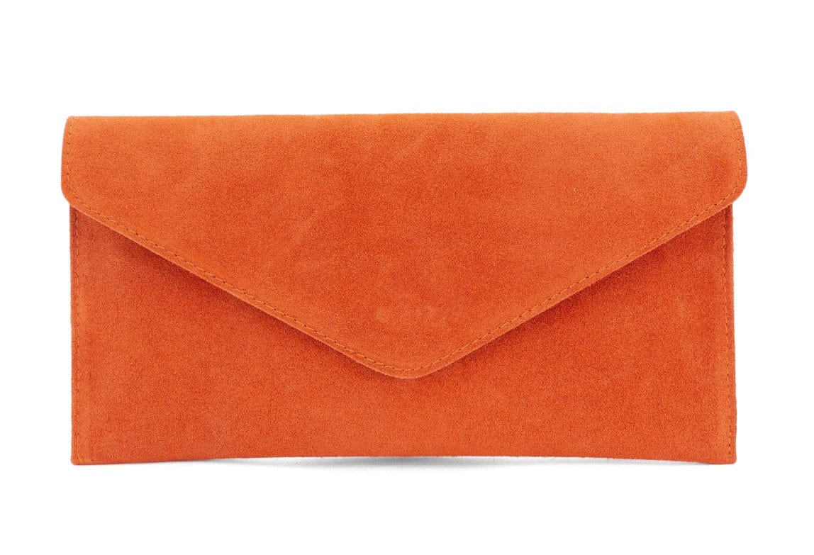 lusciousscarves Orange Genuine Suede Leather Envelope Clutch Bag , 10 Colours Available