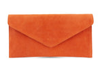 Load image into Gallery viewer, lusciousscarves Orange Genuine Suede Leather Envelope Clutch Bag , 10 Colours Available
