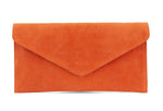 Load image into Gallery viewer, lusciousscarves Orange Genuine Suede Leather Envelope Clutch Bag , 10 Colours Available
