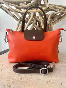 lusciousscarves Orange Leather Small Tote Bag / Crossbody