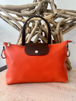 Load image into Gallery viewer, lusciousscarves Orange Leather Small Tote Bag / Crossbody
