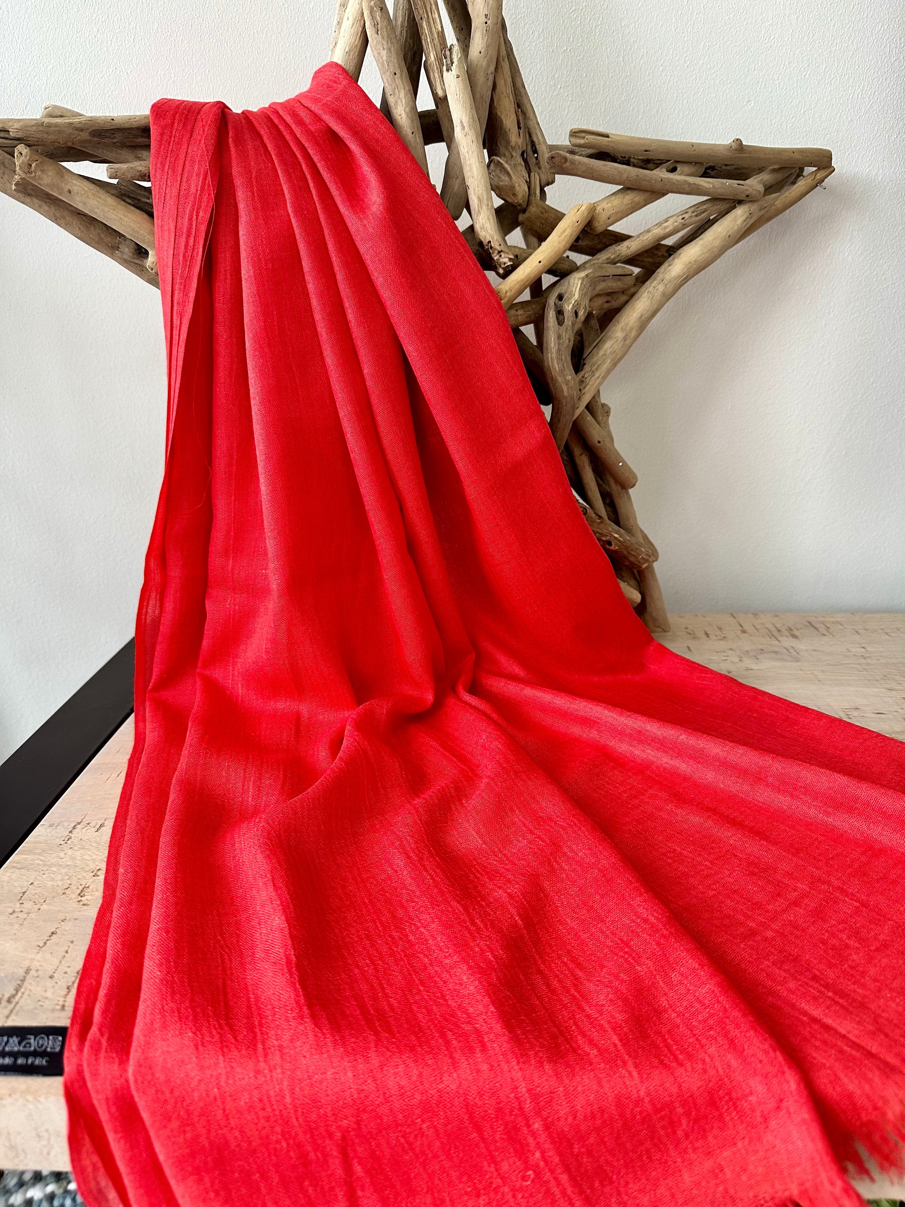 lusciousscarves Orange Red Plain Light Weight Cotton Blend Summer Scarf , Wrap, Shawl 26 Colours Available
