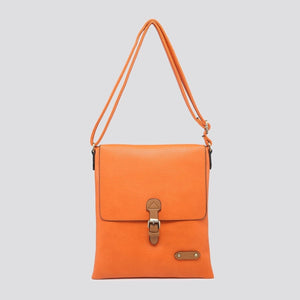 lusciousscarves Orange Soft Faux Leather Satchel Crossbody Bag.