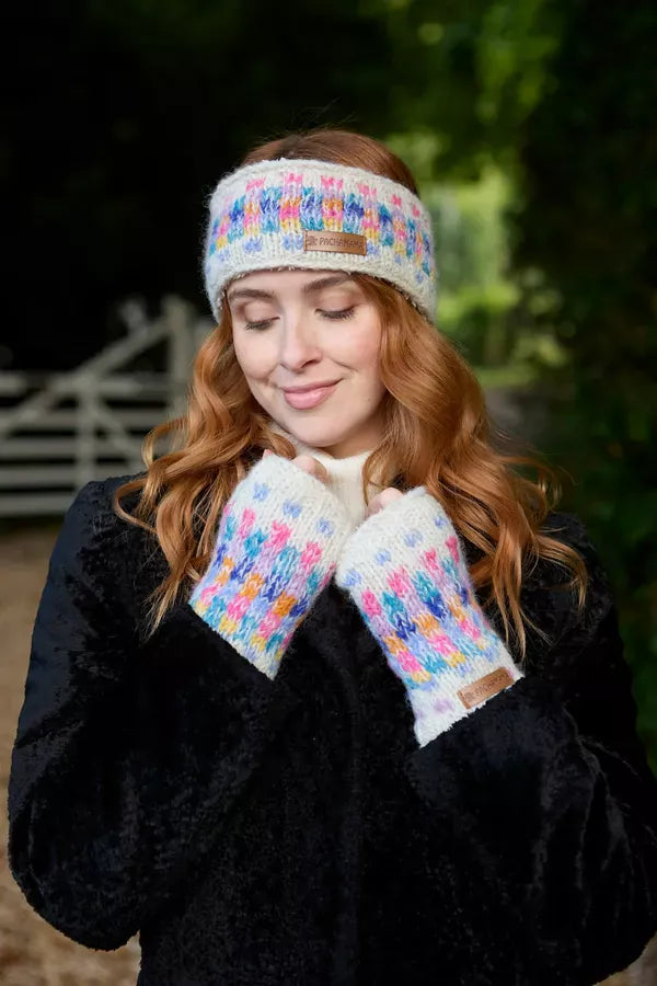 lusciousscarves Pachamama Arundel Headband Oatmeal, Handknitted Womens