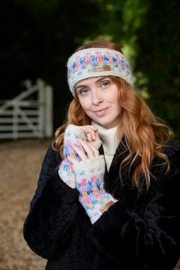 lusciousscarves Pachamama Arundel Headband Oatmeal, Handknitted Womens