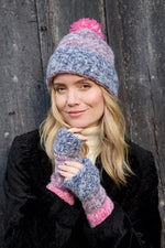 Load image into Gallery viewer, lusciousscarves Pachamama Berlin Bobble Beanie Purple, Handknitted Womens
