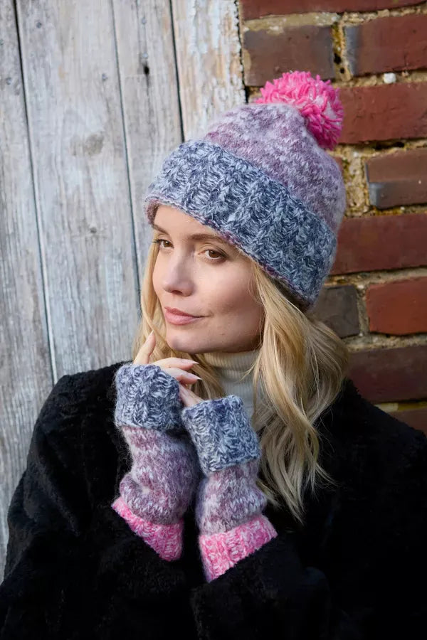 lusciousscarves Pachamama Berlin Handwarmer Purple, Handknitted Womens