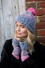 Load image into Gallery viewer, lusciousscarves Pachamama Berlin Handwarmer Purple, Handknitted Womens
