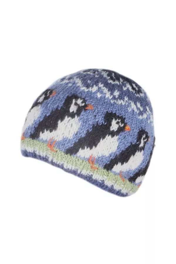 lusciousscarves Pachamama Circus Of Puffins Beanie Womens , Hand Knitted, Fair Trade