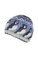 Load image into Gallery viewer, lusciousscarves Pachamama Circus Of Puffins Beanie Womens , Hand Knitted, Fair Trade
