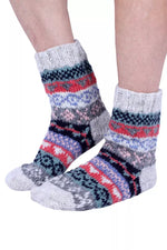 Load image into Gallery viewer, lusciousscarves Pachamama Classic Fairisle Sofa Socks Oatmeal
