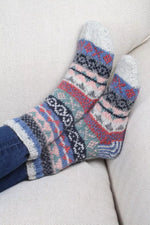 Load image into Gallery viewer, lusciousscarves Pachamama Classic Fairisle Sofa Socks Oatmeal
