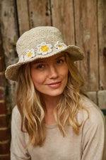 Load image into Gallery viewer, lusciousscarves Pachamama Daisy Chain Hemp/Cotton Hat Natural , Fair Trade, Handmade
