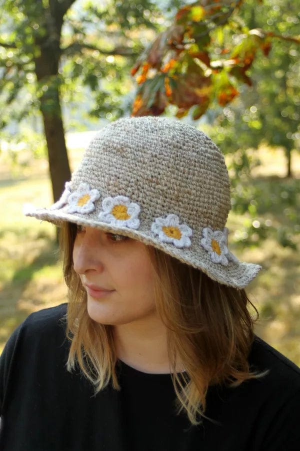 lusciousscarves Pachamama Daisy Chain Hemp/Cotton Hat Natural , Fair Trade, Handmade