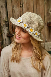 lusciousscarves Pachamama Daisy Chain Hemp/Cotton Hat Natural , Fair Trade, Handmade