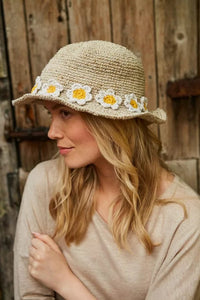 lusciousscarves Pachamama Daisy Chain Hemp/Cotton Hat Natural , Fair Trade, Handmade