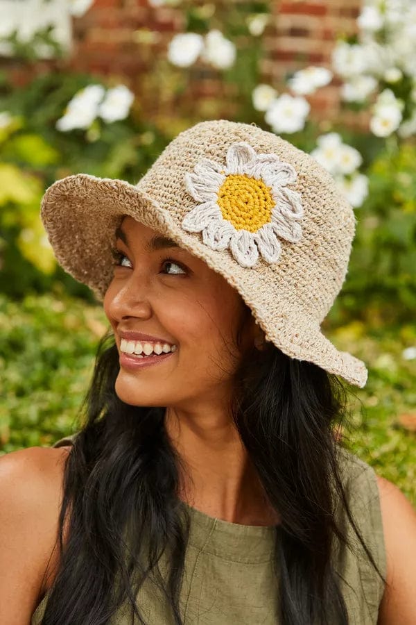 lusciousscarves Pachamama Daisy Hemp/Cotton Sun Hat Natural, Fair Trade, Handmade
