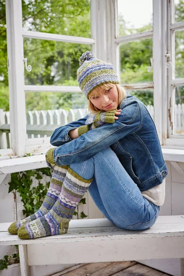 lusciousscarves Pachamama Finisterre Bobble Beanie , Handknitted Olive Green.