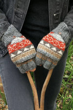 Load image into Gallery viewer, lusciousscarves Pachamama Finisterre Glove Mitts, Handknitted Grey, Womens
