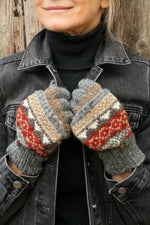 Load image into Gallery viewer, lusciousscarves Pachamama Finisterre Glove Mitts, Handknitted Grey, Womens
