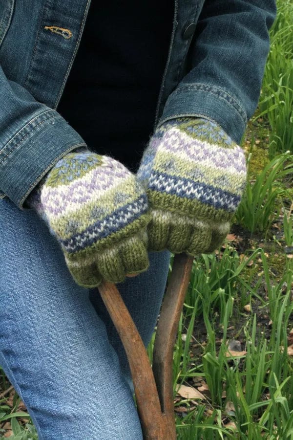 lusciousscarves Pachamama Finisterre Glove Mitts, Handknitted , Olive Green