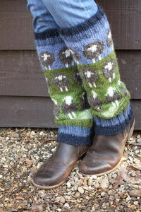 lusciousscarves Pachamama Flock of Herdwick Sheep Legwarmers , Handknitted, Fairtrade