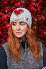 Load image into Gallery viewer, lusciousscarves Pachamama Heart Beanie Hand Knitted Hat, Oatmeal Grey
