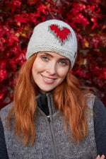 Load image into Gallery viewer, lusciousscarves Pachamama Heart Beanie Hand Knitted Hat, Oatmeal Grey
