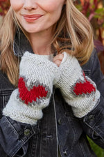 Load image into Gallery viewer, lusciousscarves Pachamama Heart Handwarmer , Oatmeal Grey
