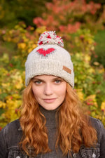 Load image into Gallery viewer, lusciousscarves Pachamama Heart Roll Back Bobble Beanie
