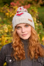 Load image into Gallery viewer, lusciousscarves Pachamama Heart Roll Back Bobble Beanie
