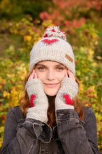 Load image into Gallery viewer, lusciousscarves Pachamama Heart Roll Back Bobble Beanie
