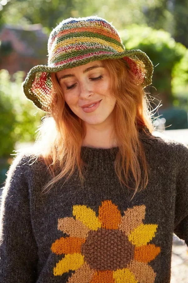 lusciousscarves Pachamama Hemp/Cotton Hat Stripe, Packable, Foldable , Fair Trade, Handmade