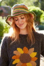 Load image into Gallery viewer, lusciousscarves Pachamama Hemp/Cotton Hat Stripe, Packable, Foldable , Fair Trade, Handmade
