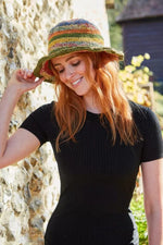 Load image into Gallery viewer, lusciousscarves Pachamama Hemp/Cotton Hat Stripe, Packable, Foldable , Fair Trade, Handmade
