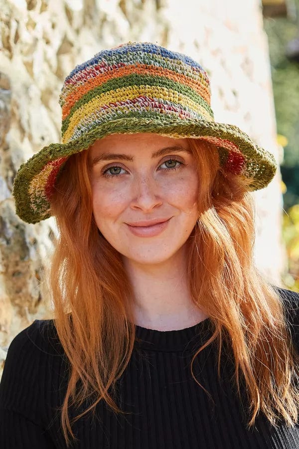 lusciousscarves Pachamama Hemp/Cotton Hat Stripe, Packable, Foldable , Fair Trade, Handmade