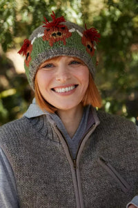 lusciousscarves Pachamama Herd of Highland Cow's Beanie Hat , Handknitted , Fairtrade