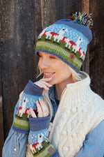 Load image into Gallery viewer, lusciousscarves Pachamama Herd Of Llama Bobble Beanie, Hand Knitted, Fair Trade
