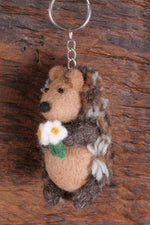 Load image into Gallery viewer, lusciousscarves Pachamama Holly the Hedgehog Keyring , Hand Made, Fair Trade.
