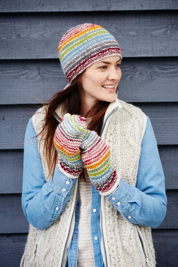 lusciousscarves Pachamama Hoxton Rainbow Ladies Beanie Hat , Handknitted , Fairtrade