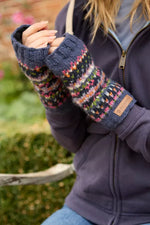 Load image into Gallery viewer, lusciousscarves Pachamama Iona Handwarmers Denim, Handknitted Womens
