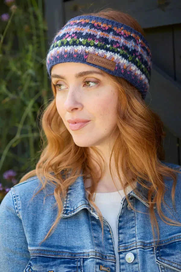 lusciousscarves Pachamama Iona Headband Denim, Handknitted Womens