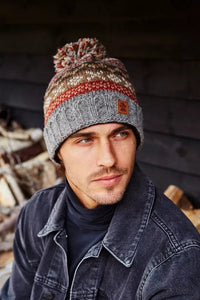 lusciousscarves Pachamama Men's Finisterre Bobble Beanie Hat, Handmade Wool
