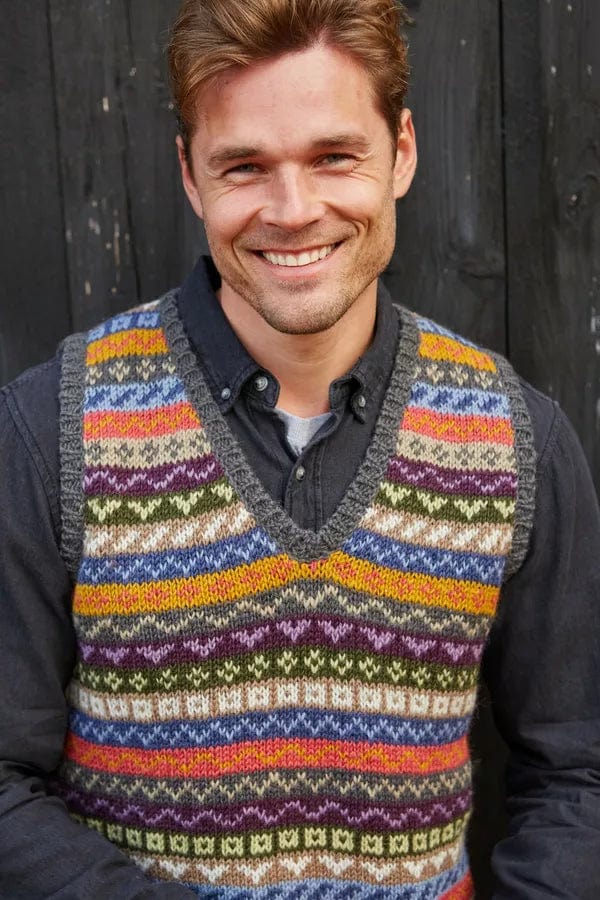 lusciousscarves Pachamama Mens Green Elveden Tank Top, Hand Knitted , Fair Trade