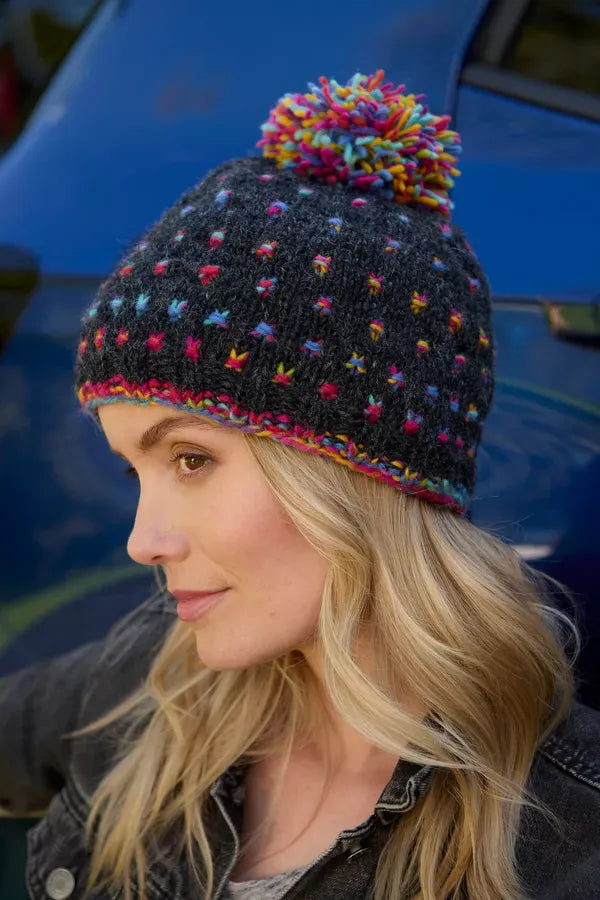 lusciousscarves Pachamama Mosaic Bobble Beanie, Handknitted Womens