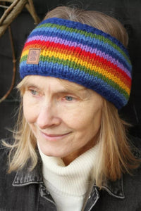 lusciousscarves Pachamama Rainbow Headband , Hand Knitted in Nepal