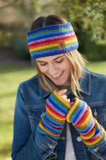 Load image into Gallery viewer, lusciousscarves Pachamama Rainbow Headband , Hand Knitted in Nepal
